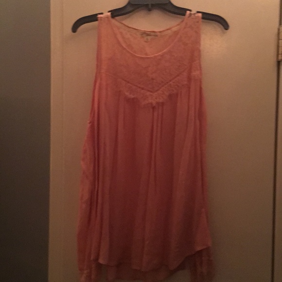 Pink long sleeve blouse with lace - Picture 1 of 2